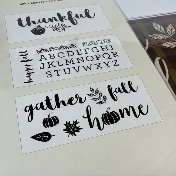 Simply Autumn Craft Stencil Designs Fall Pack 10”x22” 3 Designs Gather Thankful - Picture 3 of 7